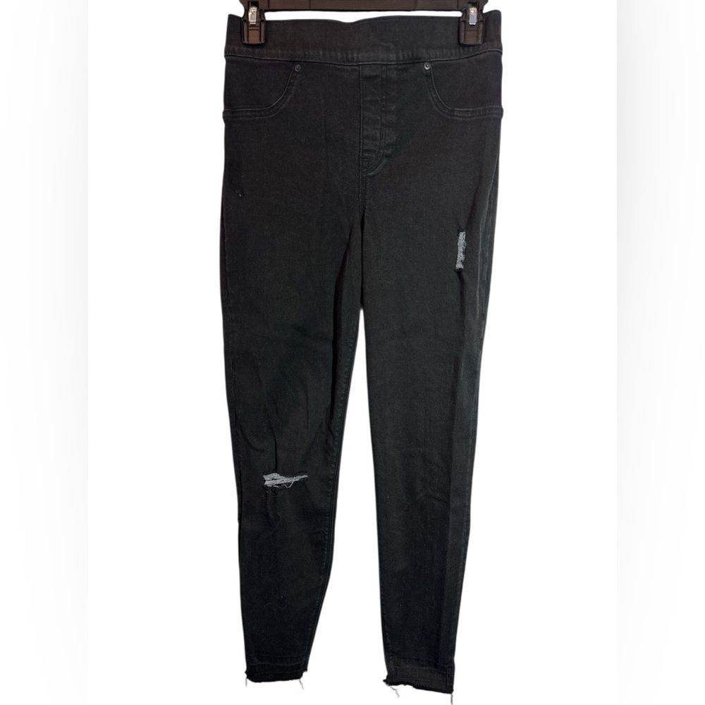 SPANX Distressed Ankle Skinny Jeans in Vintage Black Size Med Inseam 26"